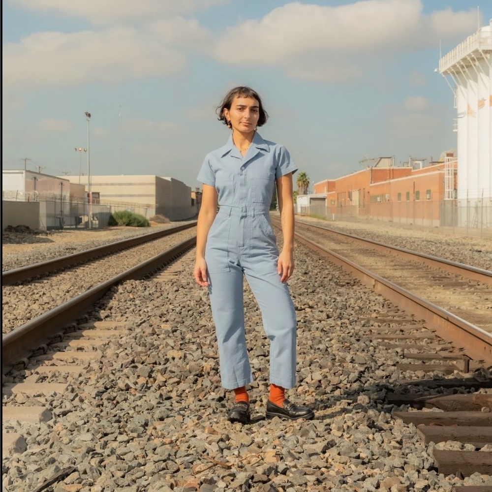 Big Bud Press Light Blue Short-Sleeve Utility Jumpsuit